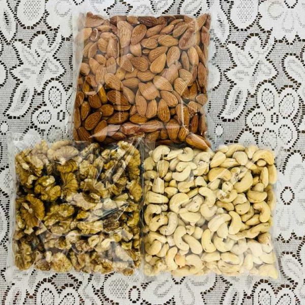1500gm - Nuts Combo Pack of 3 –  Walnuts 500gm, Almonds 500gm & Cashew Nuts 500gm