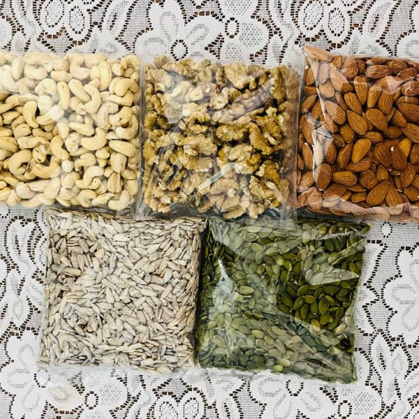 500gm - Nuts & Seeds Combo Pack -  (Walnuts100gm, Almonds 100gm, Cashew Nuts 100gm, Pumpkin Seed 100gm & Sunflower Seeds 100gm)