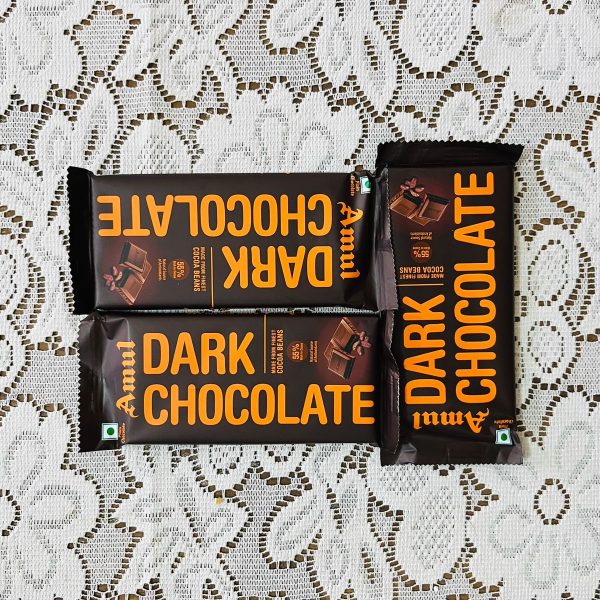 Amul Dark Chocolate (35gm x 3 pieces) – High Cocoa Content, Deep Rich Taste | Perfect for Chocolate Lovers